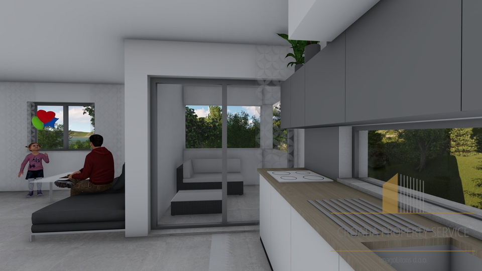 Modern two-story apartment with a roof terrace 45 m from the sea in the vicinity of Zadar!