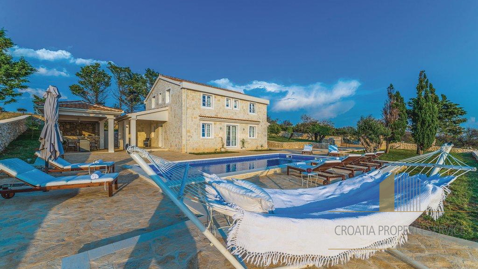 Impressive stone villa with a sea view in Novalja on the island of Pag!