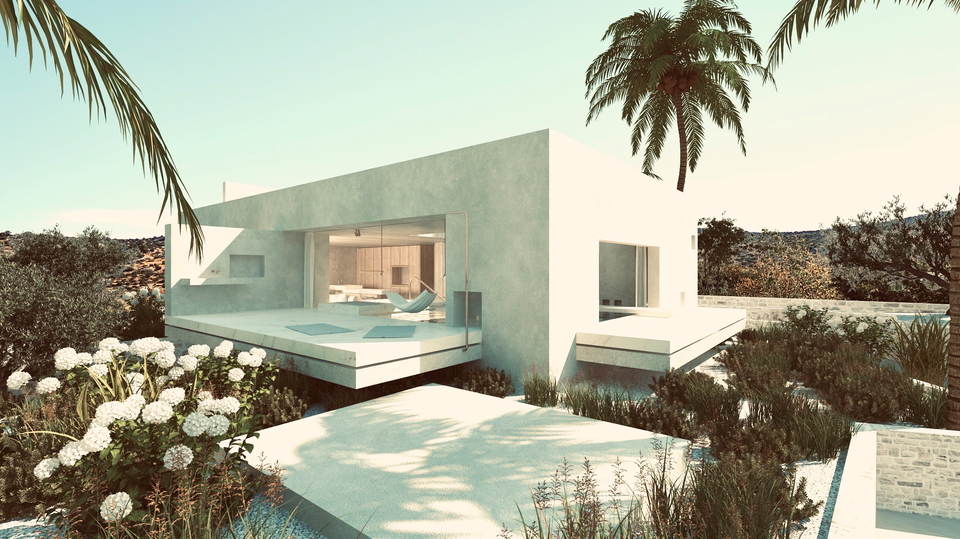 Ekskluzivno gradbeno zemlji&scaron;&ccaron;e z lokacijsko dovolilnico za 3 luksuzne vile &ndash; otok Bra&ccaron;&comma; Milna