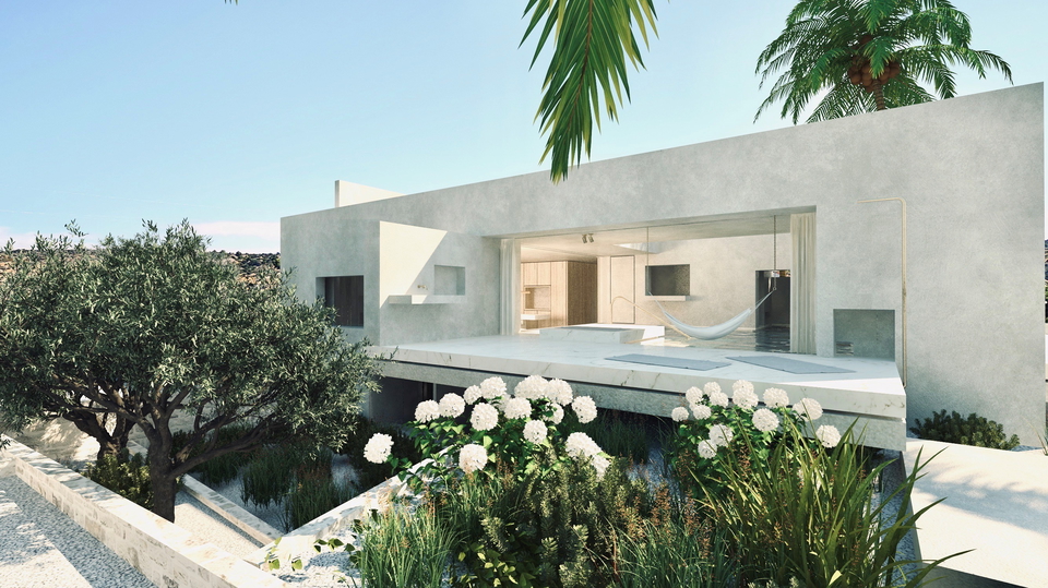 Ekskluzivno gradbeno zemlji&scaron;&ccaron;e z lokacijsko dovolilnico za 3 luksuzne vile &ndash; otok Bra&ccaron;&comma; Milna