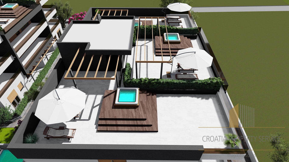 Luksuzni penthouse s krovnom terasom 70 m od mora - Privlaka!