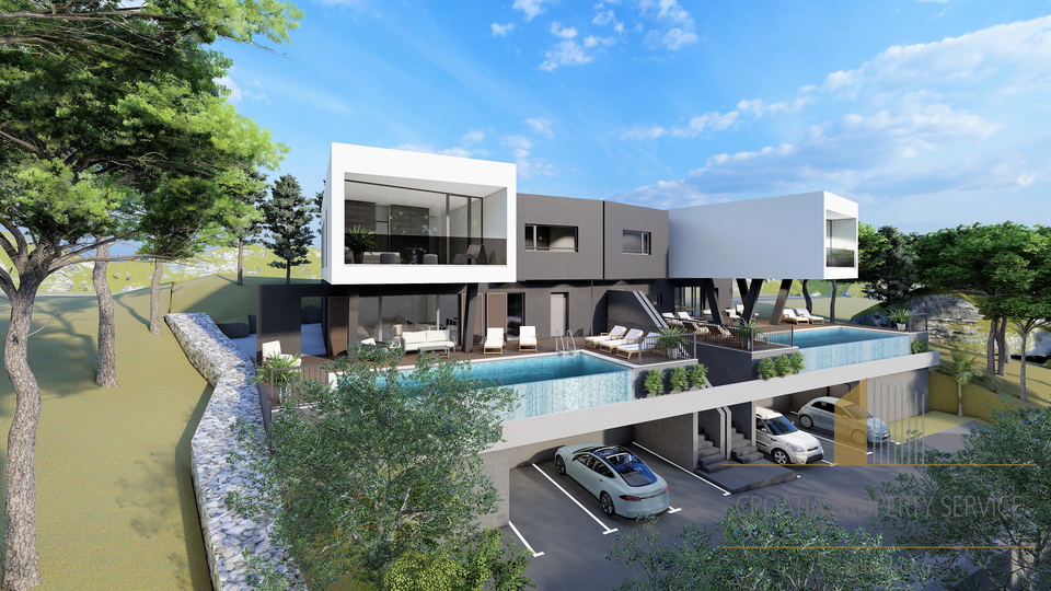 Luxury semi-detached villa with sea view in a prestigious location near Trogir!