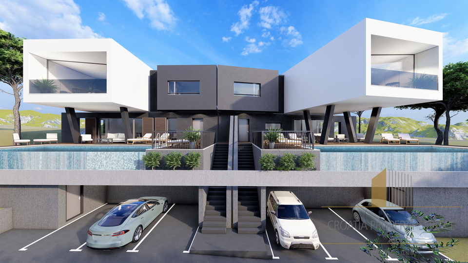 Luxury semi-detached villa with sea view in a prestigious location near Trogir!