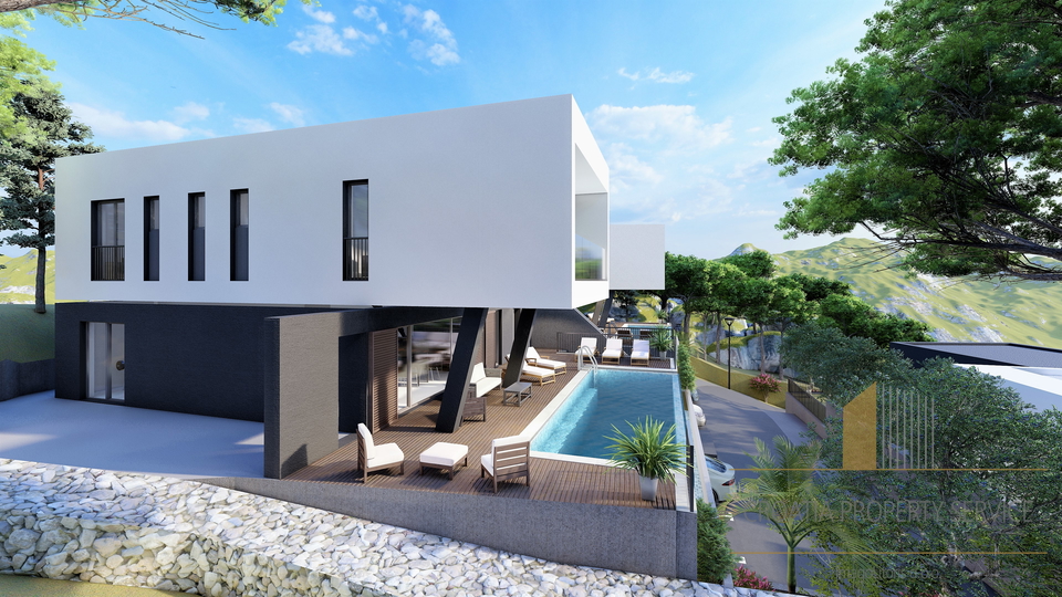 Luxury semi-detached villa with sea view in a prestigious location near Trogir!