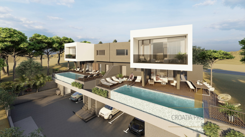 Luxury semi-detached villa with sea view in a prestigious location near Trogir!