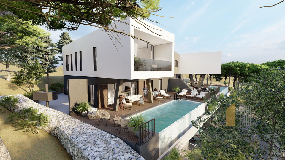 Luxury semi-detached villa with sea view in a prestigious location near Trogir!