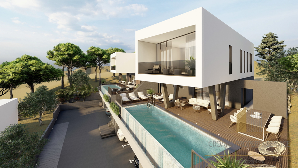 Luxury semi-detached villa with sea view in a prestigious location near Trogir!