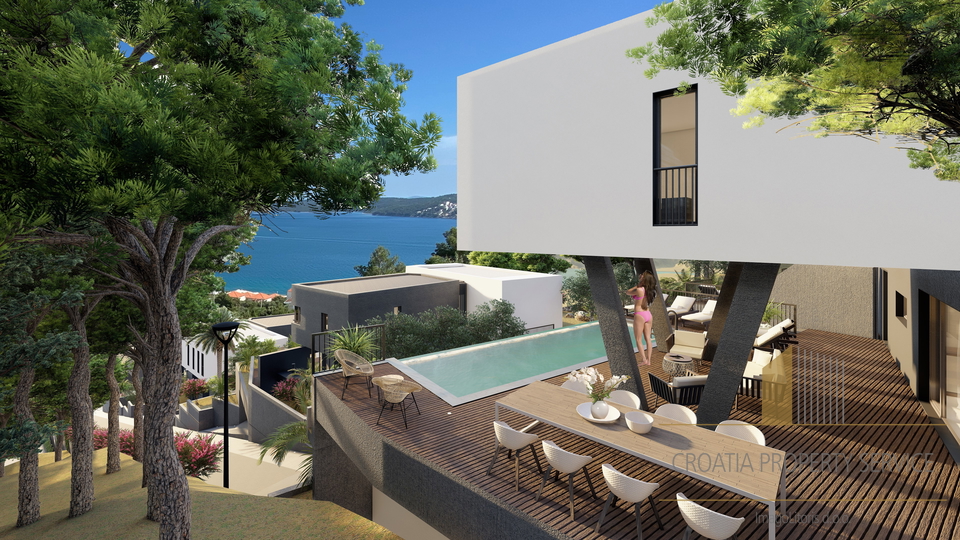 Luxury semi-detached villa with sea view in a prestigious location near Trogir!