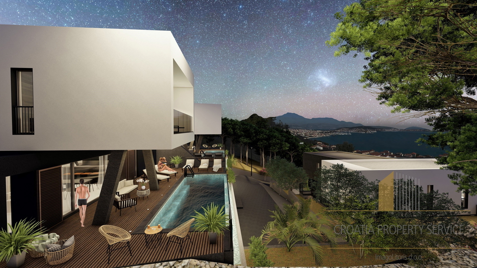 Luxury semi-detached villa with sea view in a prestigious location near Trogir!