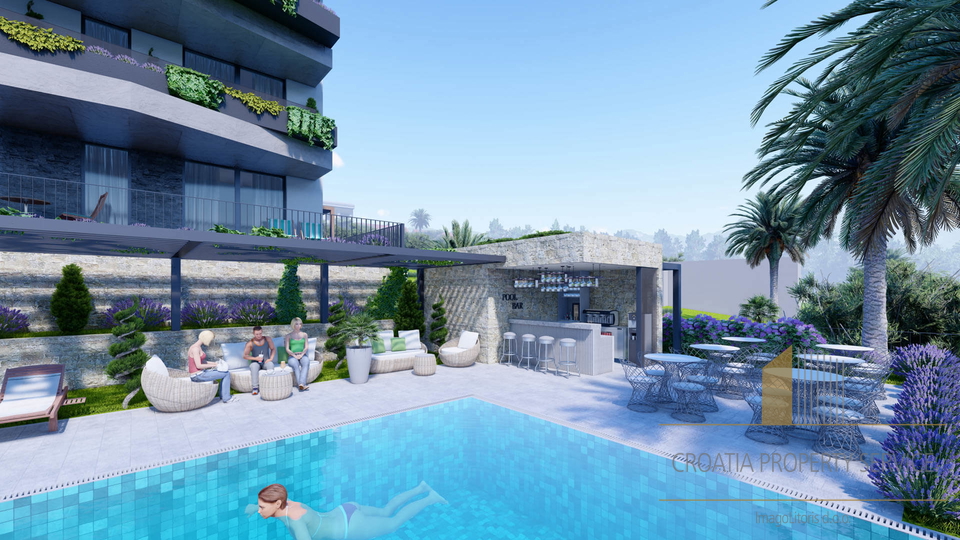 Zweizimmerwohnung mit wunderschönem Meerblick in einem luxuriösen Komplex - Makarska!