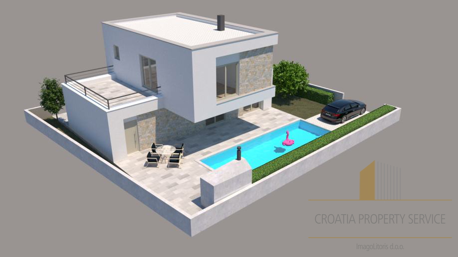 New modern house with swimming pool 100 m from the beach - island of Vir!