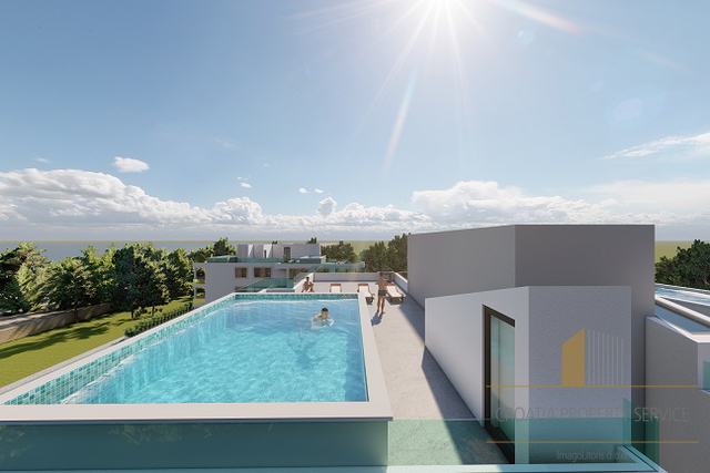 Lussuoso attico con terrazza sul tetto e piscina, primo piano sul mare nei dintorni di Zara!