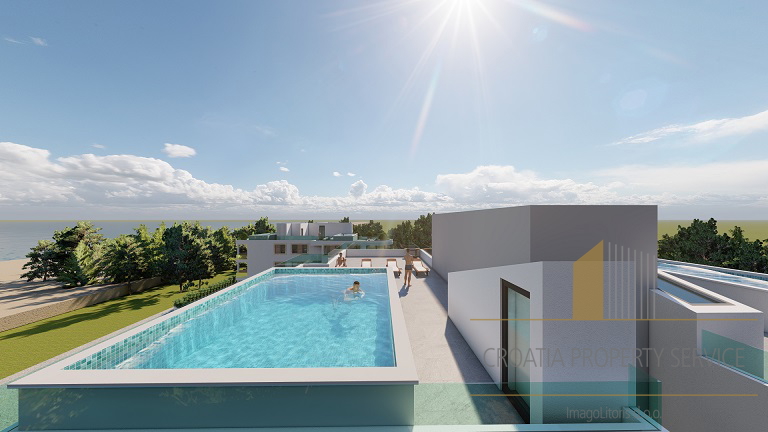 Lussuoso attico con terrazza sul tetto e piscina, primo piano sul mare nei dintorni di Zara!