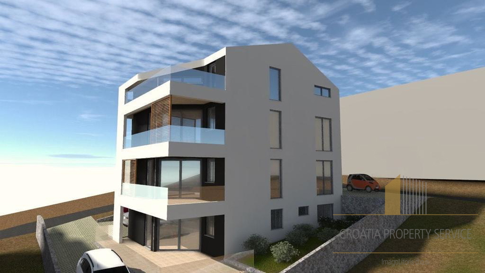 Eine geräumige Wohnung mit offenem Meerblick in einem neuen Gebäude auf der Insel Čiovo!