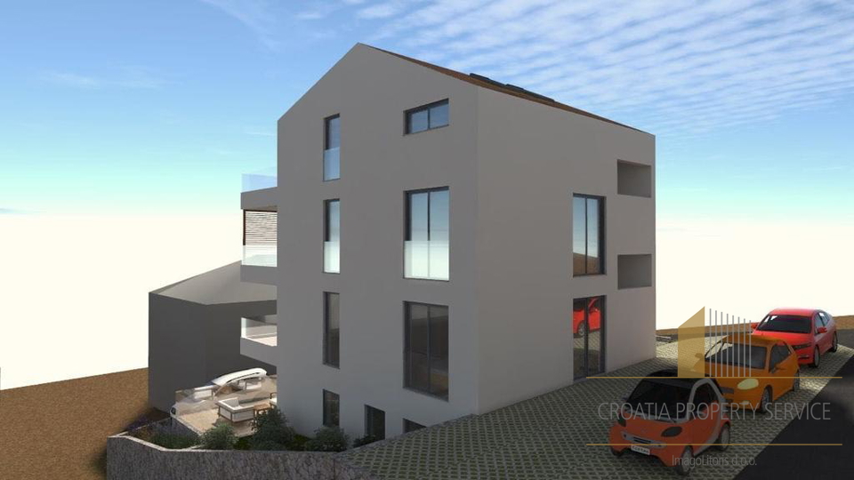 Eine geräumige Wohnung mit offenem Meerblick in einem neuen Gebäude auf der Insel Čiovo!