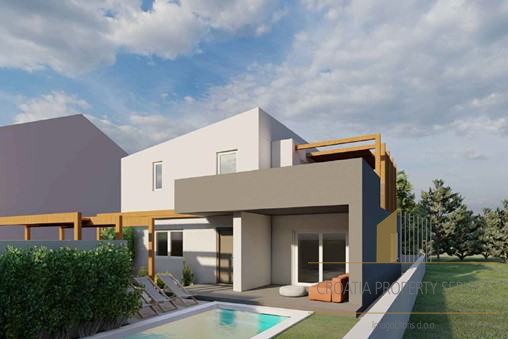 Una villa moderna con piscina in costruzione sull'isola di Vir!