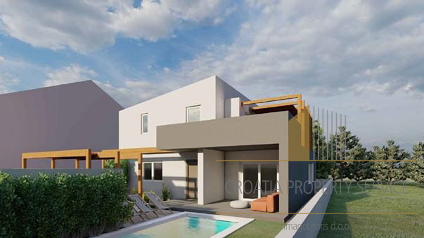 Eine moderne Villa mit Swimmingpool im Bau auf der Insel Vir!