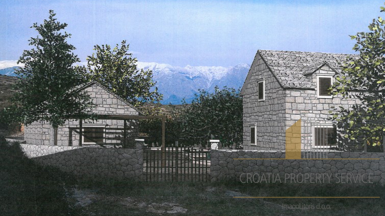 Zemljište s objektom za rekonstrukciju i predivnim pogledom na more – otok Brač!