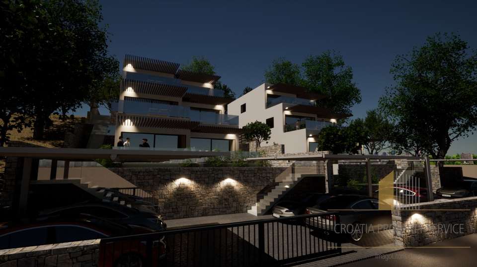 Luxury apartment with a garden in a new building, first row by the beach in the vicinity of Šibenik!