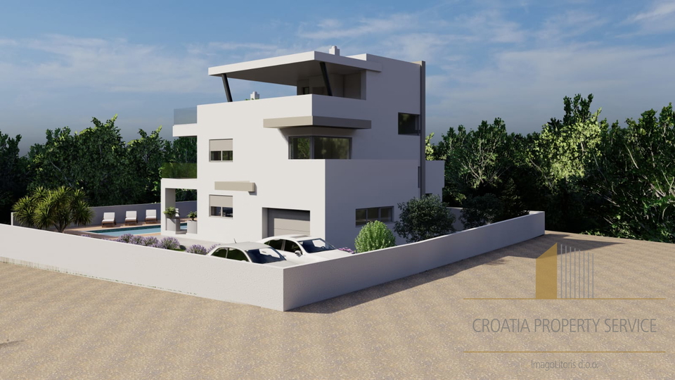 Luxury villa under construction 100 m from the sea near Zadar!