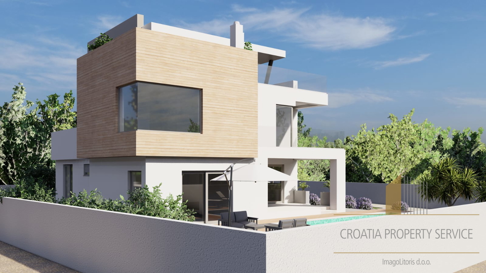 Luxury villa under construction 100 m from the sea near Zadar!