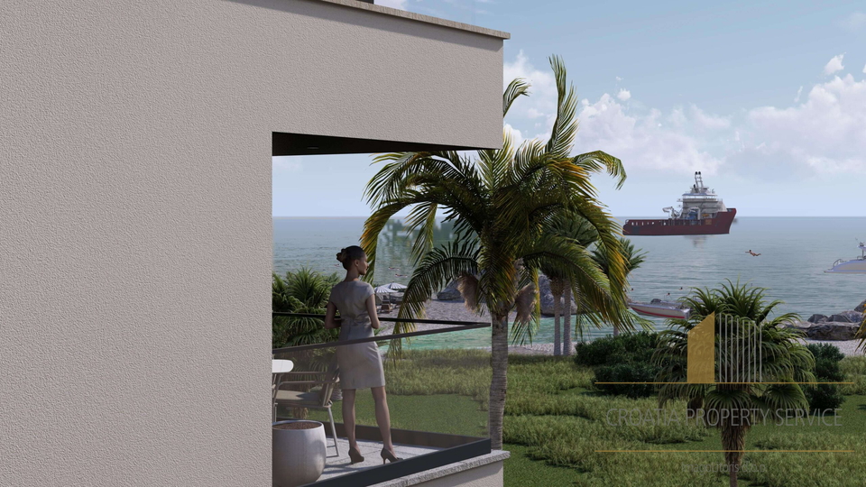 Luxury apartment with sea view in a top location first row by the sea - Sukošan!