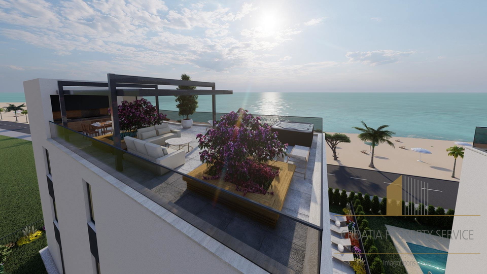 Luxury apartment with sea view in a top location first row by the sea - Sukošan!