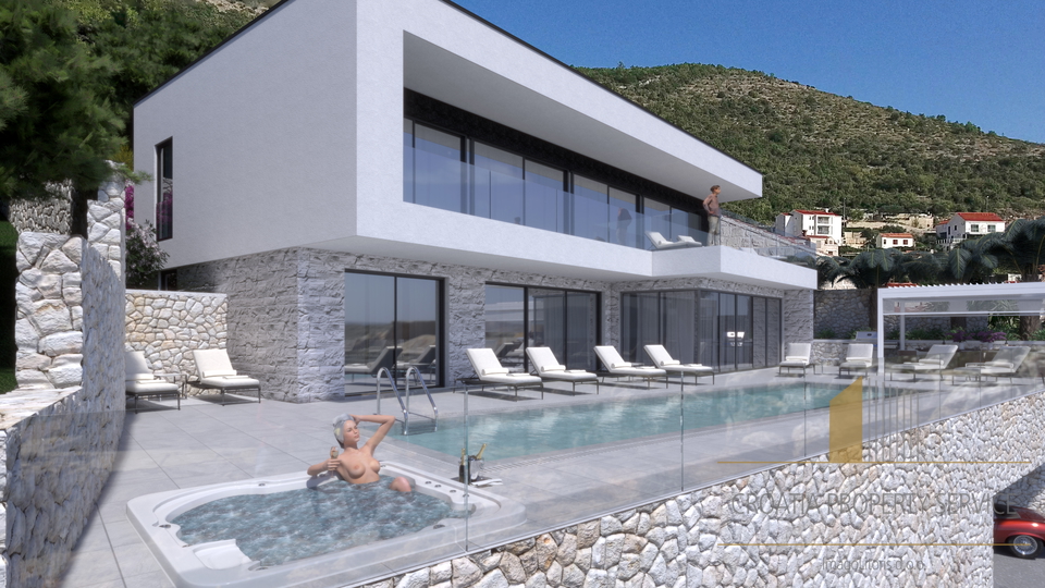 Zemljišče s projektom in gradbenim dovoljenjem za luksuzno vilo drugi vrsti ob morju – Dubrovnik!