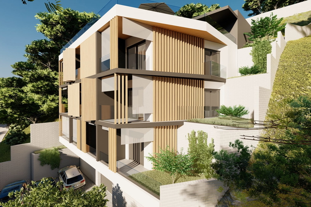 Привлекательный участок под застройку в первом ряду у моря в центре Мимика!