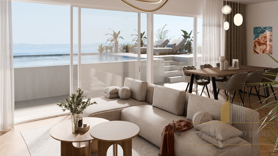 Luxuriöses Penthouse mit Meerblick in einer exklusiven Gegend, 100 m vom Strand entfernt – Split!