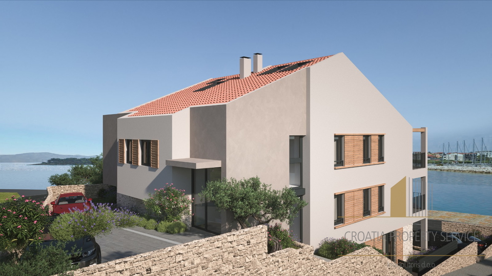 Luxury apartment with a garden, front row to the sea, on the island of Murter!