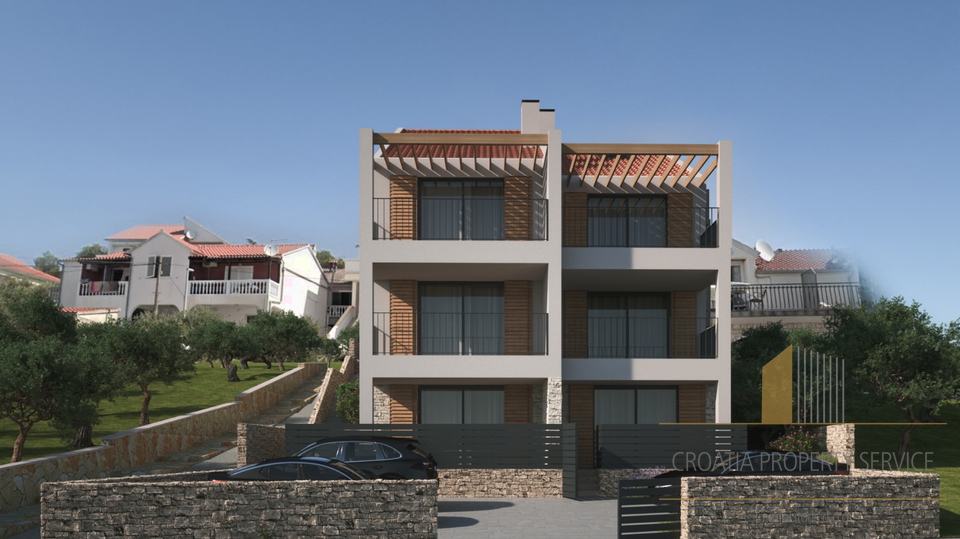 Luxury apartment with a garden, front row to the sea, on the island of Murter!