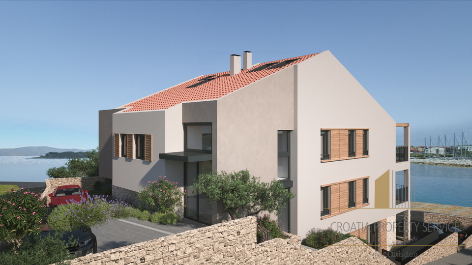 Luxury apartment with a garden, front row to the sea, on the island of Murter!