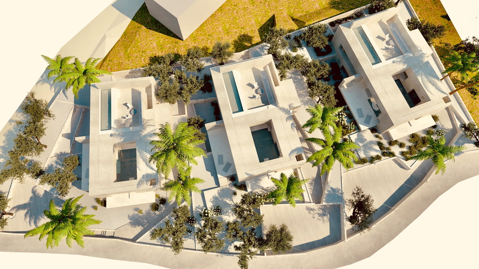 Ekskluzivno gradbeno zemlji&scaron;&ccaron;e z lokacijsko dovolilnico za 3 luksuzne vile &ndash; otok Bra&ccaron;&comma; Milna