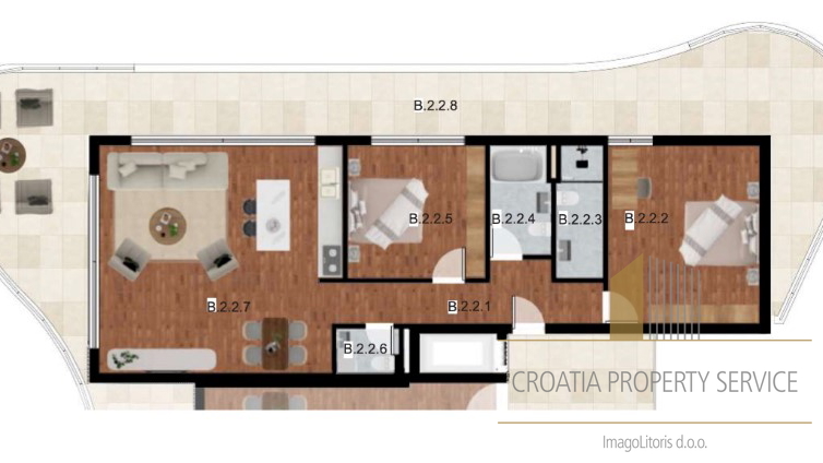 Luksuzno stanovanje s vrtom prvi vrst ob plaži v okolici Trogira!