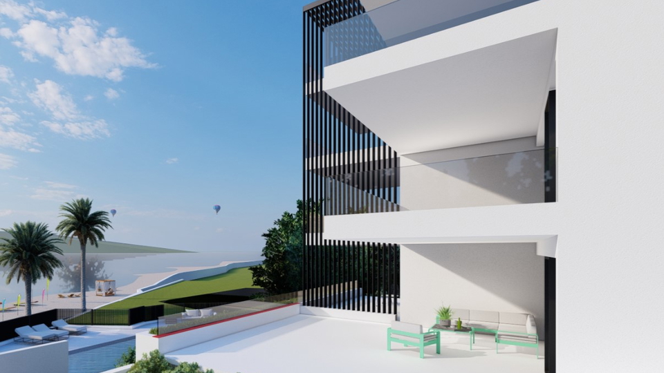 Luksuzni stan s vrtom i bazenom prvi red uz pla&zcaron;u &ndash; Seget Donji&excl;