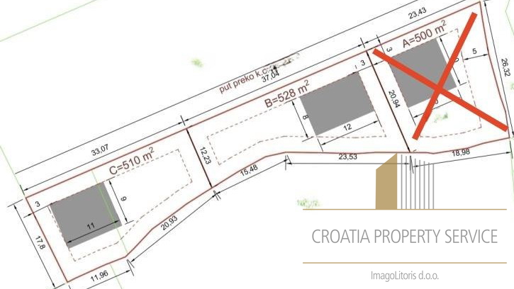 Grundstück mit offenem Meerblick – Ideal für Luxusbau in der Nähe von Rogoznica!