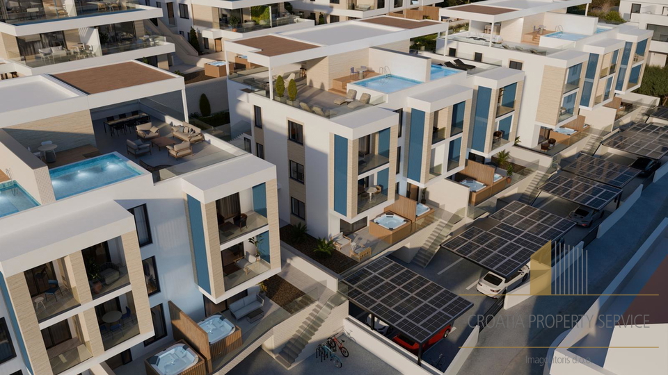Penthouse with a rooftop terrace and sea view in an exclusive apartment complex on Čiovo!