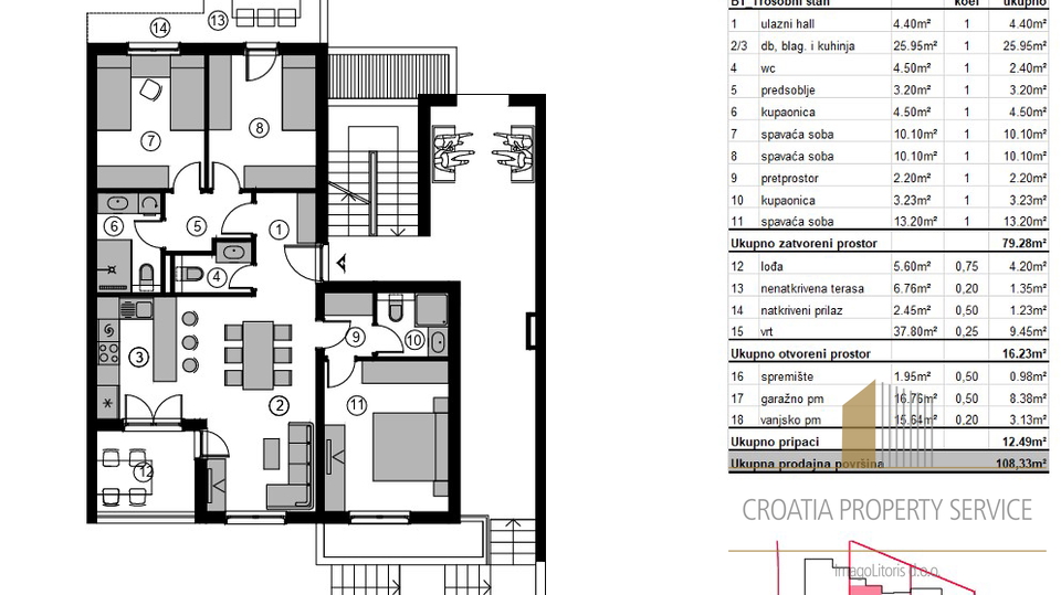 Luxuriöse Wohnung mit Gartenterrasse, nur 500 m vom Meer in Podstrana entfernt!