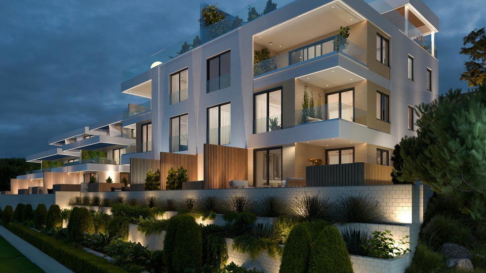 Penthouse with a rooftop terrace and sea view in an exclusive apartment complex on &Ccaron;iovo&excl;