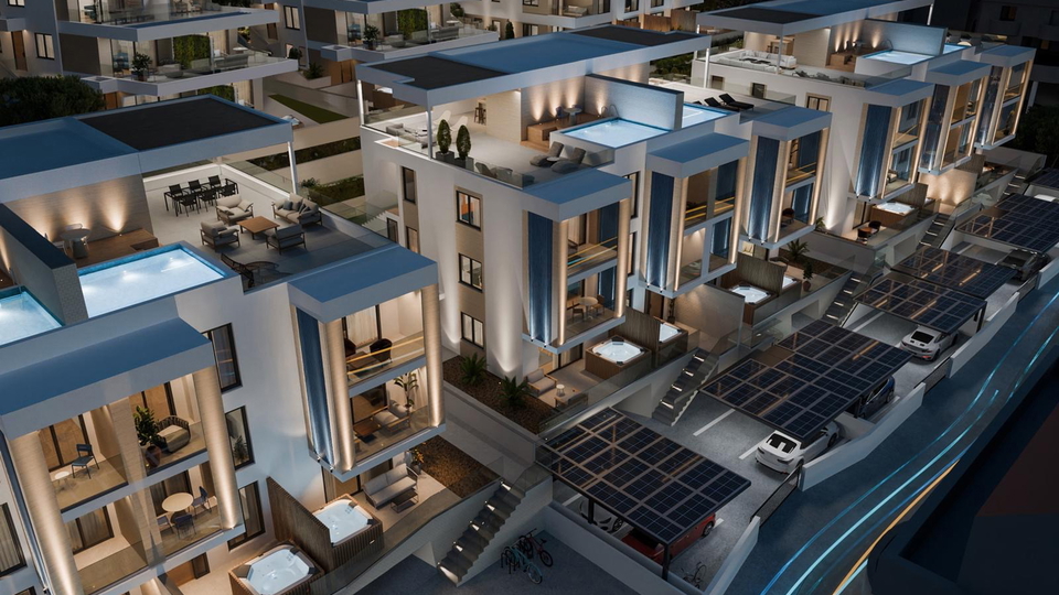 Penthouse with a rooftop terrace and sea view in an exclusive apartment complex on &Ccaron;iovo&excl;