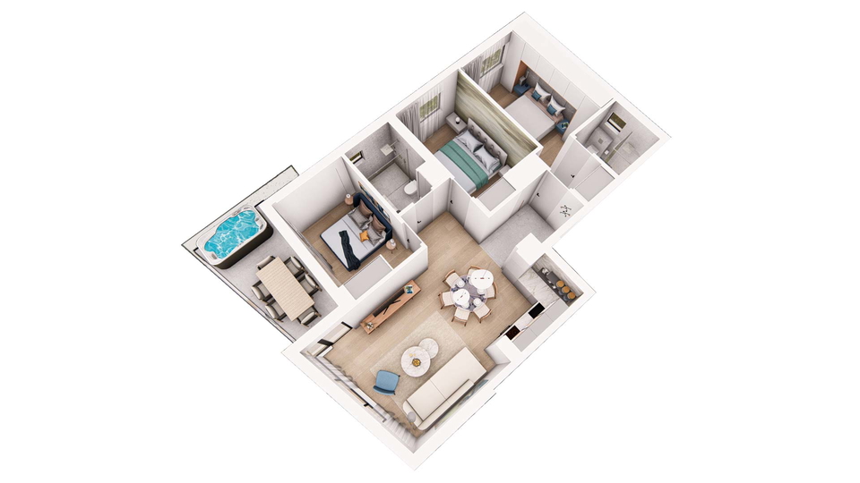 Luxuri&ouml;se Dreizimmerwohnung erste Meereslinie &ndash; exklusives Angebot in Suko&scaron;an&excl;