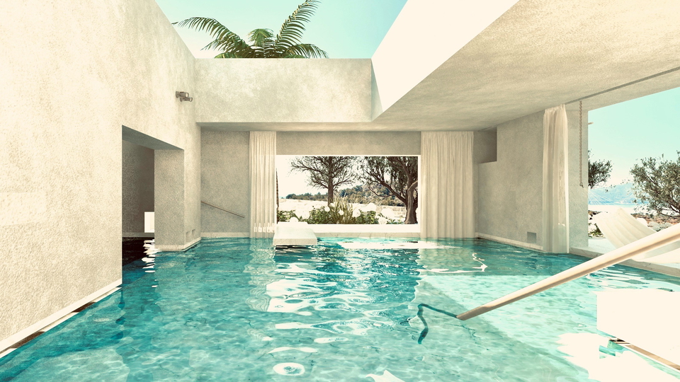 Ekskluzivno gradbeno zemlji&scaron;&ccaron;e z lokacijsko dovolilnico za 3 luksuzne vile &ndash; otok Bra&ccaron;&comma; Milna