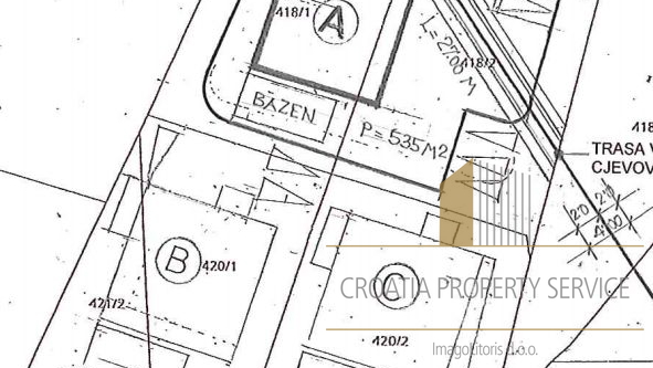 BUILDING LAND PLOT IN GREBAŠTICA WITH CONCEPTUAL SOLUTION FOR BUILDING THREE VILLAS WITH SWIMMING POOLS