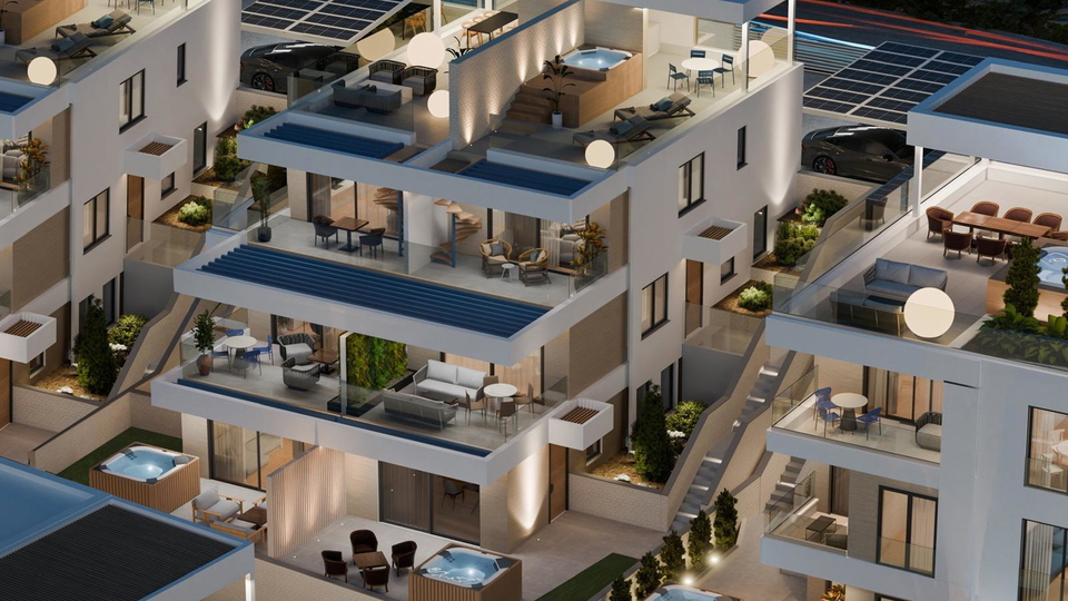 Penthouse with a rooftop terrace and sea view in an exclusive apartment complex on &Ccaron;iovo&excl;