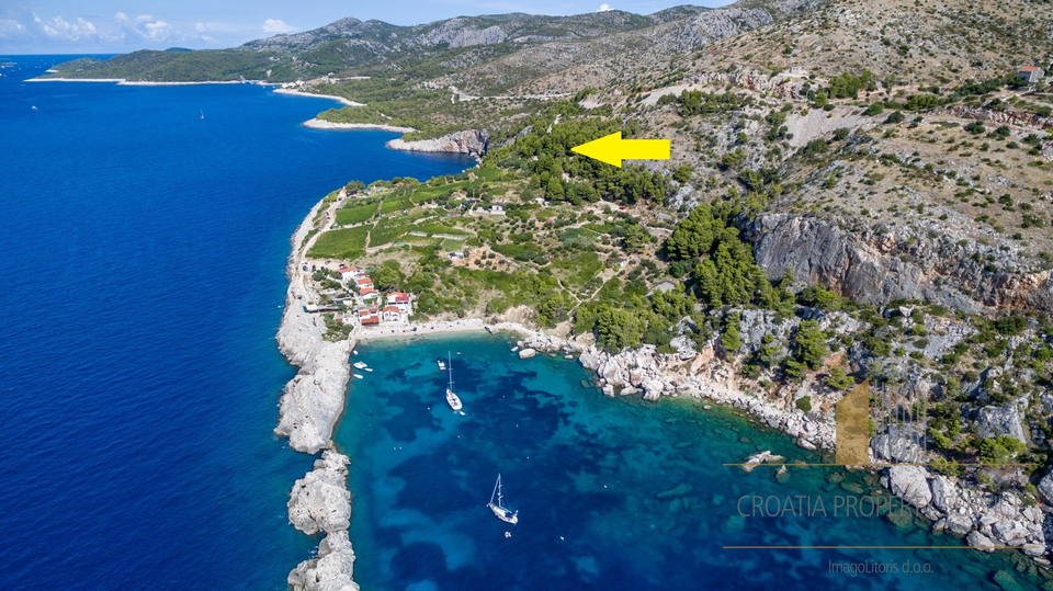 Хвар, Зараће - эксклюзивный строительный участок с разрешением на строительство роскошной виллы!