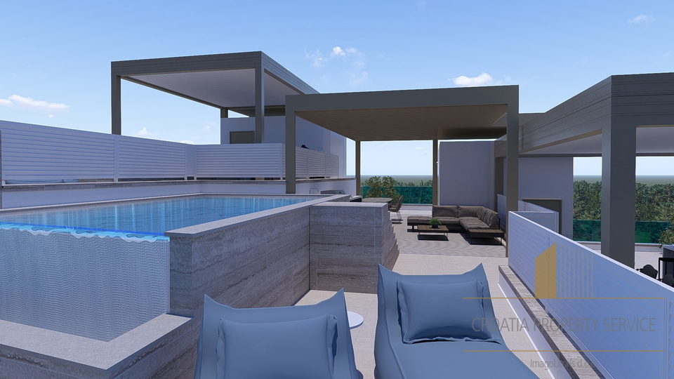 Luxury penthouse with a pool and rooftop terrace, second row to the sea – Grebaštica, Šibenik!