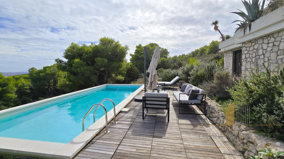 Beautiful house with a swimming pool and open sea view - Vis, Brgujac!