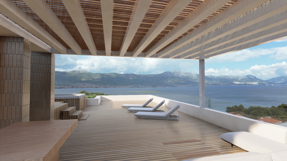 Penthouse with a rooftop terrace and sea view in an exclusive apartment complex on &Ccaron;iovo&excl;