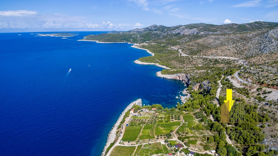 Хвар, Зараће - эксклюзивный строительный участок с разрешением на строительство роскошной виллы!